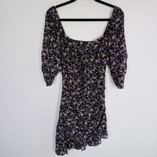 ASTR Dress Womens Small Smocked Asymmetrical Ruffle Floral Romantic Cottagecore