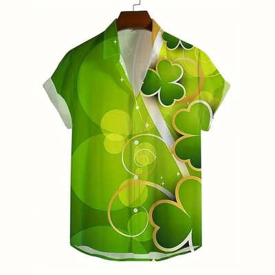 Shamrock Flower St. Patrick's Day Hawaiian Shirt Vibrant Green Holiday Style