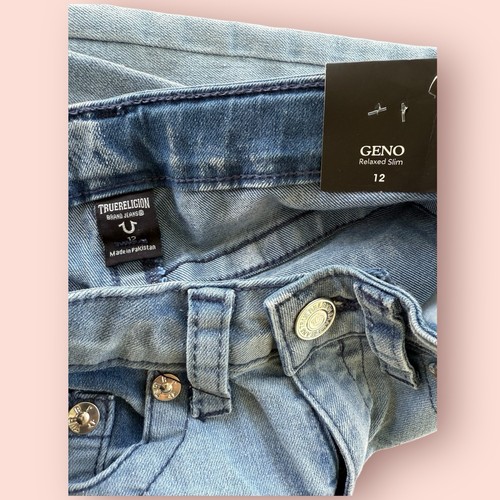 True Religion Boys Jeans Geno Relaxed Slim Size 12 Adjustable Waist Light Wash - Picture 3 of 4