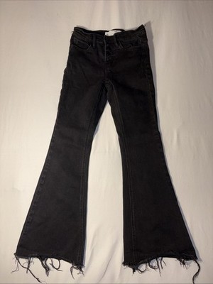 Bridge by Gly Women's Flare Jeans Size 24 Solid Black Denim High Rise Button Fly
