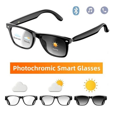 Photochromic Bluetooth Smart Glasses Auto Tint Open Ear Speaker Hands Free Call