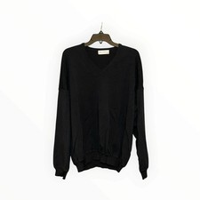 St. Croix Shop Mens XXL Black 100% Wool V-Neck Sweater Made in USA