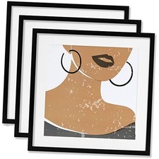 20x20 Picture Frame Black Set of 3, 20x20 Frames 20 x 20 Black with White Mat