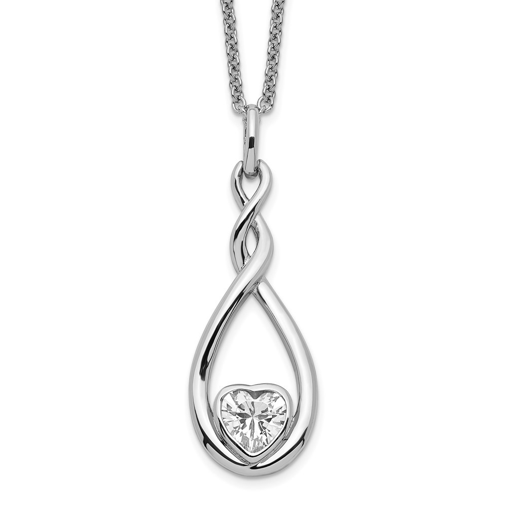 Sterling Silver Rhodium-plated Cubic Zirconia Love You Forever Necklace 18