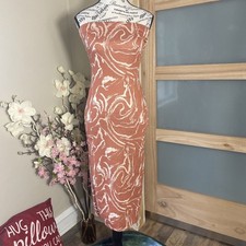 Fashion Nova Strapless Midi Bodycon Dress Orange Sz Medium Brunch Date Vacation