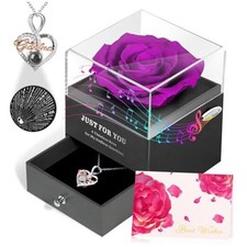 Rose Gifts Grandma  i Love You  Pendant Necklace Sterling Silver  Purple 