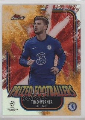 2020 Topps Finest UEFA Champions League Fusion Orange & Red Timo Werner Auto 6m7
