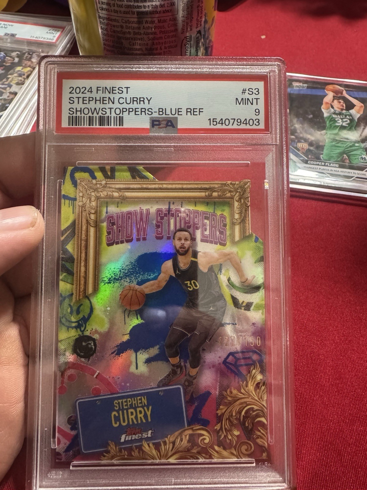 2024-25 Topps Finest Showstoppers Stephen Curry Blue Refractor #S-3 /150 PSA 9