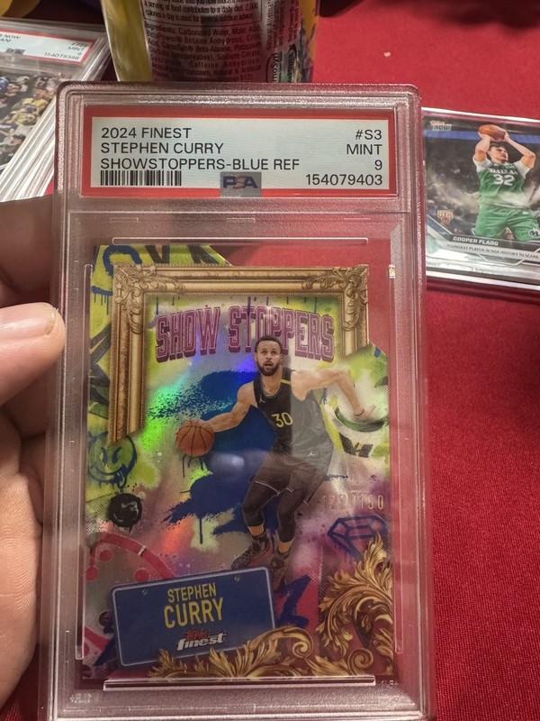 2024-25 Topps Finest Showstoppers Stephen Curry Blue Refractor #S-3 /150 PSA 9