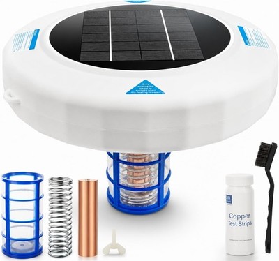 Upgraded Solar Powered Pool Water Care Device Above Ground & Inground Pools Up
