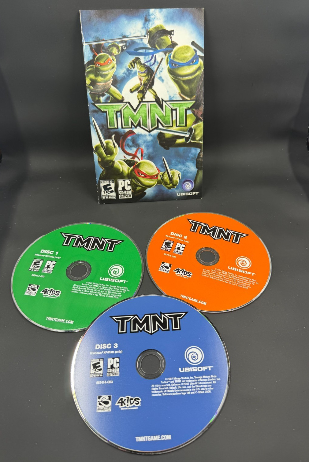 [No Box] TMNT Teenage Mutant Ninja Turtles PC CDROM (2007, 3 Disc w/ Manual)