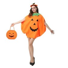 Halloween Pumpkin Costume for Adults 3PCS Set with Hat and Bag