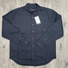 Jordan Essentials Button Down Shirt Size XL Mens Black Loose Fit Long Sleeve