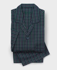 Savile Row Company Men's Navy Green Cotton Window Check Pyjamas