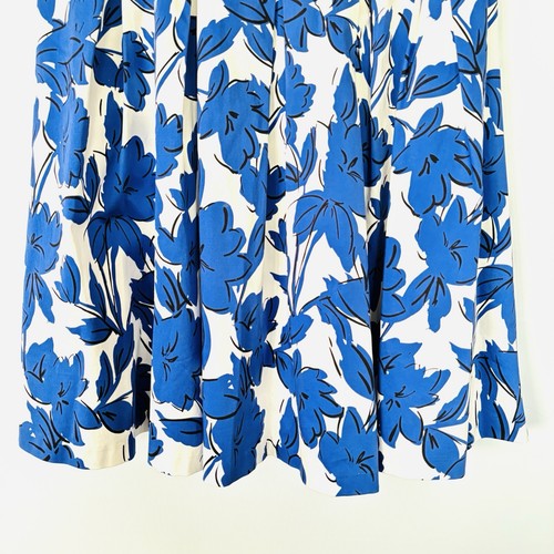 Review Womens Skirt Size 14 White Blue Floral A-Line Knee Length Zip - Picture 2 of 12