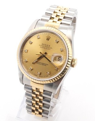 Rolex Datejust Herren Uhr Diamanten Stahl/Gold Ref.16233 Papiere LC100