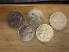 5 1922 Peace Dollars AU or better condition $5 Face 90% Silver Coins