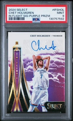 2024 PANINI SELECT IN FLIGHT SIGNATURES PURPLE CHET HOLMGREN 50/75 PSA 9 AUTO