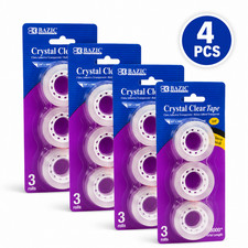 Pack of 4 Bazic 3/4" X 1000" Transparent Tape Refill, 3pc-pack