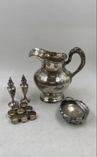 Sterling Silver Collectible Kitchenware Pepper & Shakers And Water Pitcher Lot