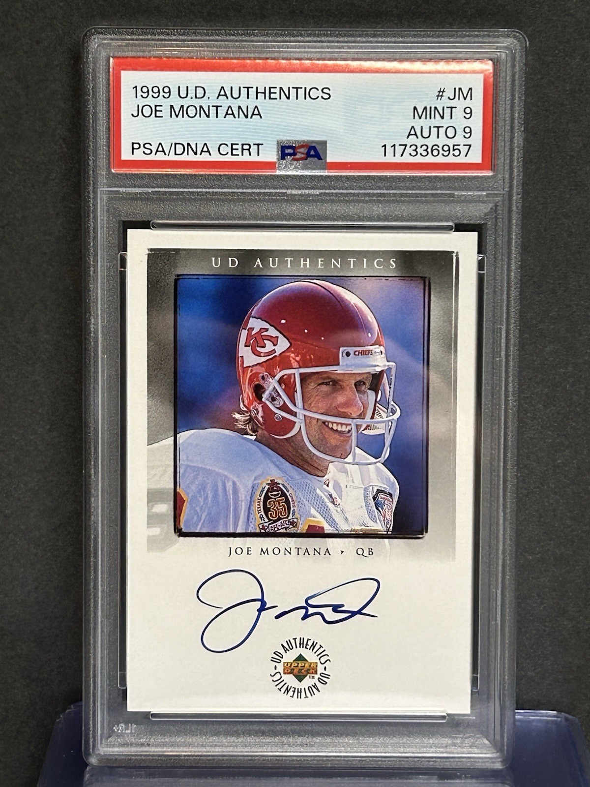 1999 Upper Deck Authentics JOE MONTANA Auto 🔥 PSA 9 AUTO 9 🏈 49ers HOF RARE view 3