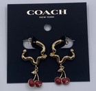 Coach NWT Cherry Wavy Huggie Earrings in Gold/Red — photo 4