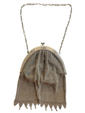 Sac de Soirée Ancien Art Nouveau résille de métal décor Floral Mesh evening bag