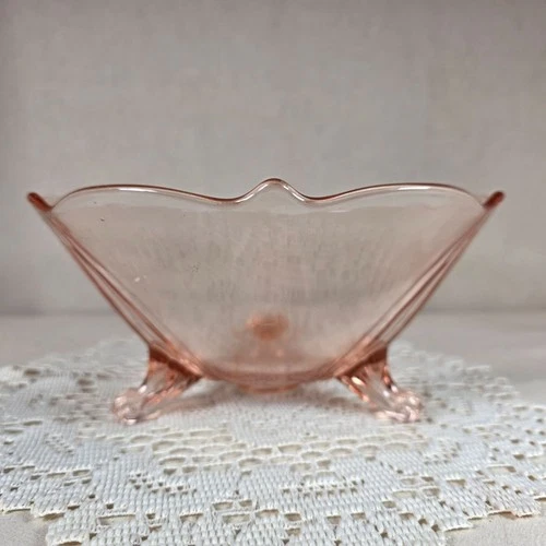 Vintage Pink Depression Glass Footed Bowl