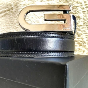 Ceinture GUCCI logo G noir argent quincaillerie homme du Japon i9928