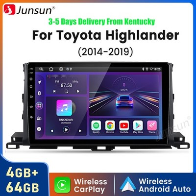 4+64G Android15 Carplay Car Stereo Radio GPS Navi For 2014-019 Toyota Highlander