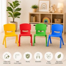 Keezi Kids Plastic Chairs Set of 4 Stackable Play Study Activity Chair Safe 50kg