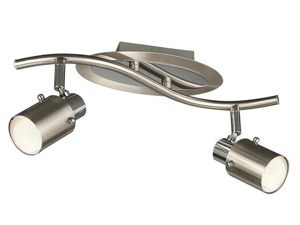 Deckenleuchte 2 Flammig Metall Energiespar Silber 36cm Länge Spotleiste - Bild 1 von 1