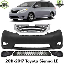 Front Bumper Cover Primed Plastic Fog Lights Cover For 11-17 Toyota Sienna Le