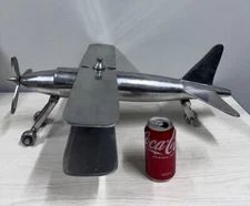 Vintage Large 25"Biplane PolishedAluminum W-Retractable Wheels Fm Pilots Estate.