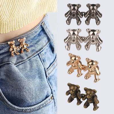 Teddybär Gesicht Knöpfe Pins verstellbare Taillenschnalle für Jeans kein Nähen erforderlich