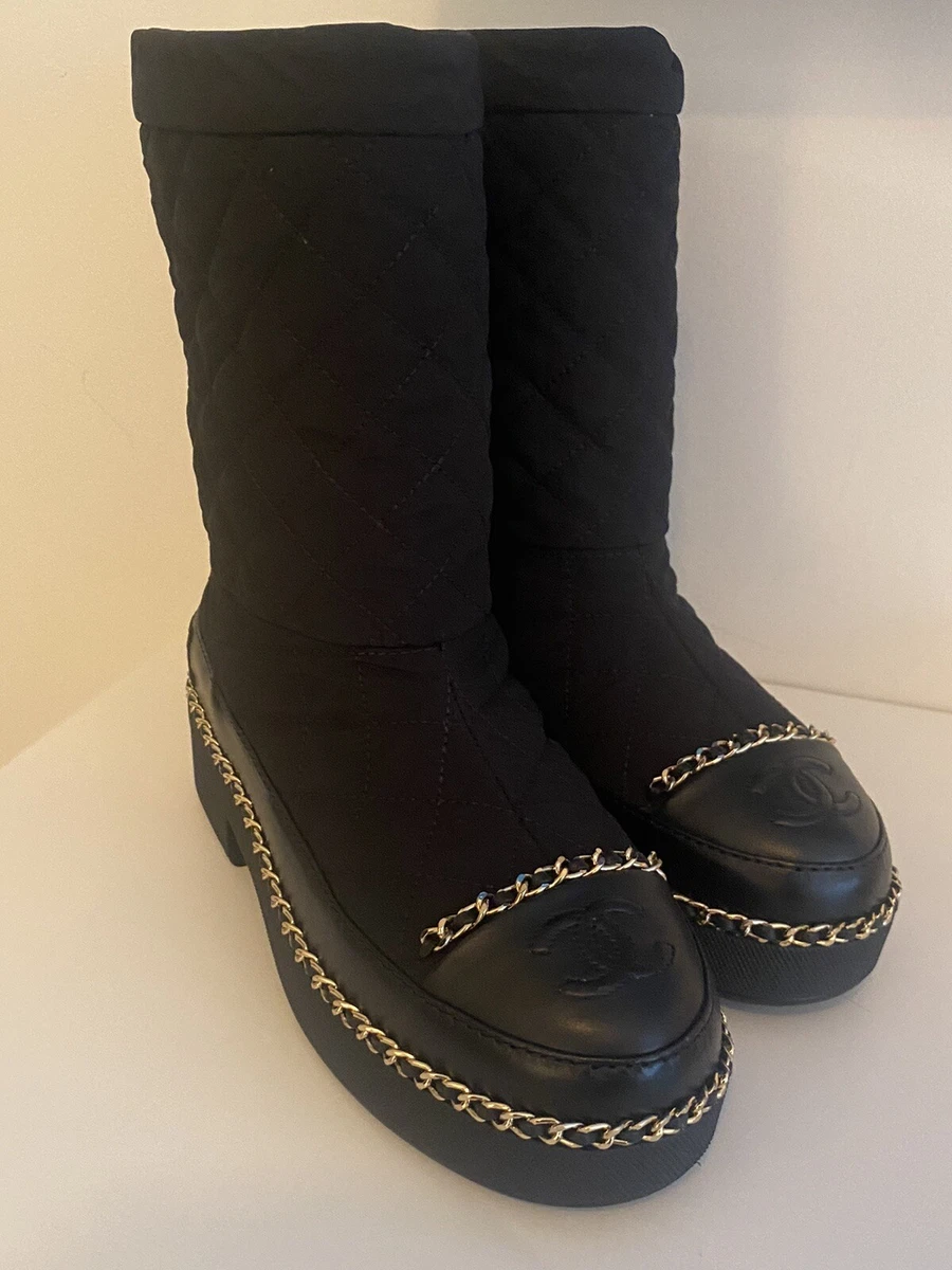 Chanel logo best sale boots