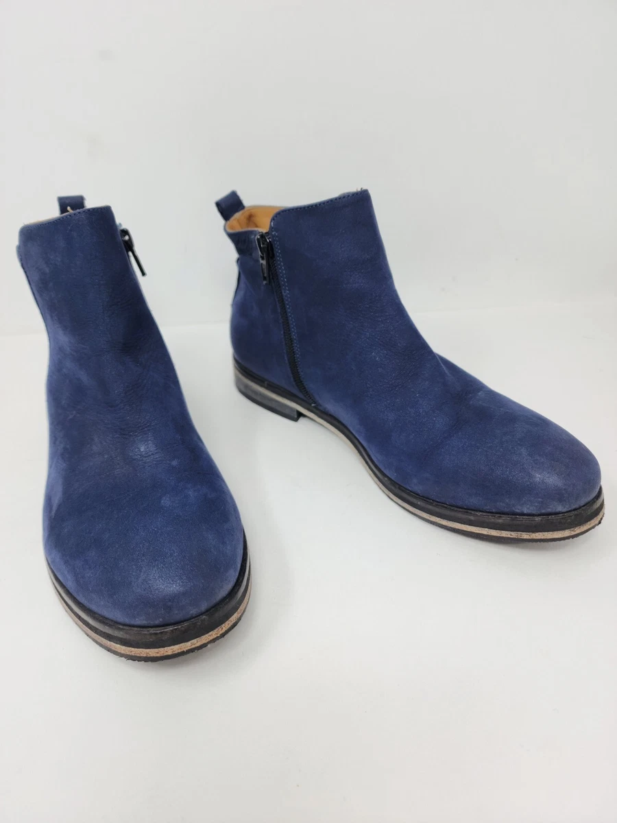 Ladies navy blue leather ankle boots cheap