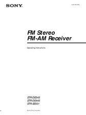 Sony Str-de545 Str-de445 Str-se501 Av Receiver Owners Manual Sony Str-de545 Str-de445 Str-se501 Av Receiver Owners Manual