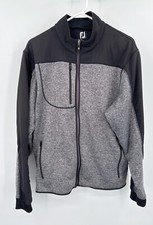 FootJoy Men's Sz M Black Gray Full Zip Fleece Lined Sweater Jacket Pockets