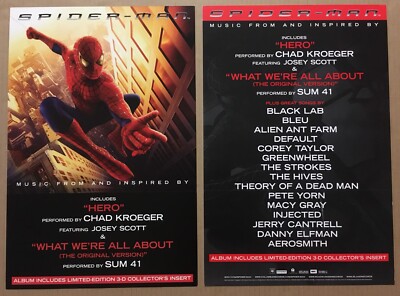 SPIDER MAN Rare 2 SIDED PROMO POSTER FLAT of 02 CD NICKELBACK Sum 41 AEROSMITH