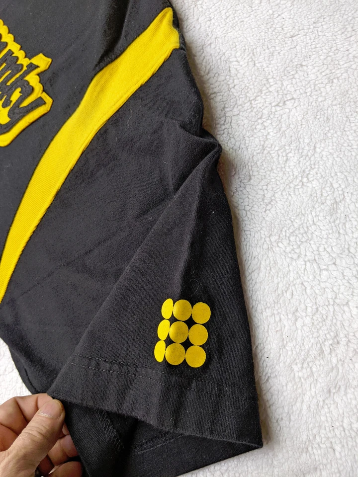 Drunknmunky Mens XL Black Yellow T Shirt Long Sleeve Crew Neck Spellout Logo - Image 4 of 4