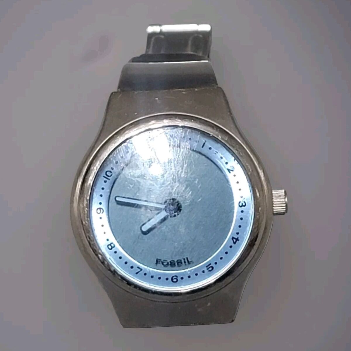 Fossil Big Tic Watch, Blue Face Steel Strap, JR-7860, Y2k Fossil Big Tic Watch, Blue Face Steel Strap, JR-7860, Y2k