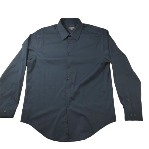 Camicia uomo Van Heusen Flex slim fit elasticizzata OEKO-TECH blu abbottonata 17 34/35 - Foto 1 di 12
