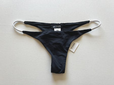 NUOVO SUNDEK costume da bagno bikini fondo taglio brasiliano bianco e nero logo schiena donna piccolo
