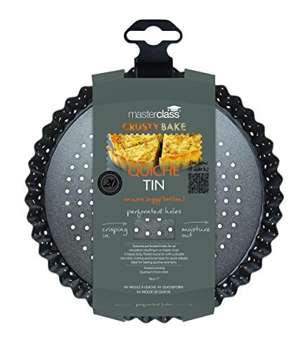 Masterclass - Moule À Quiche Antiadhésif, Perforé, Fond Amovible, Gamme Crusty Bake, Noir, 28 Cm Masterclass - Moule À Quiche Antiadhésif, Perforé, Fond Amovible, Gamme Crusty Bake, Noir, 28 Cm
