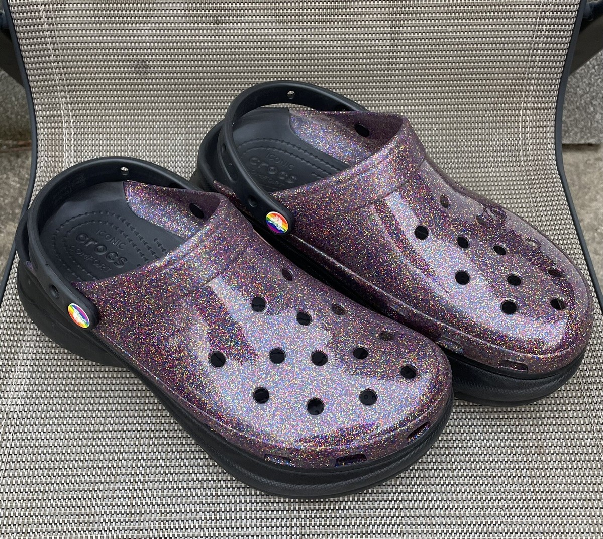 Pink Bae Iridescent Crocs Crocs Classic Bae Glitter Platform Clog