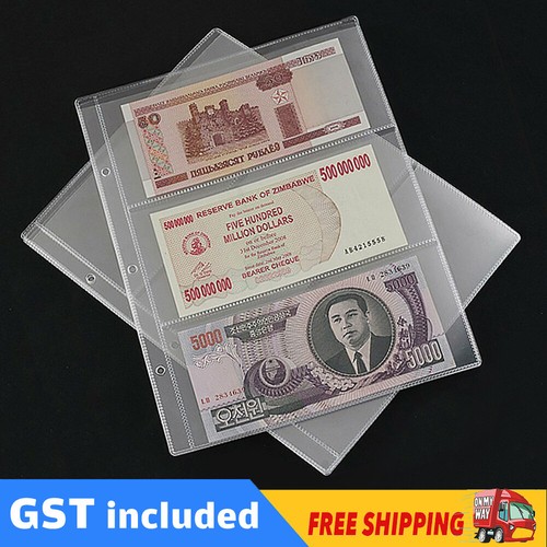 10pcs Paper Money Banknote Holders Album 3 Pockets Pages Sleeves ...