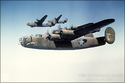 1940s B-24 Liberator Bomber WWII Historic War Poster 18x24