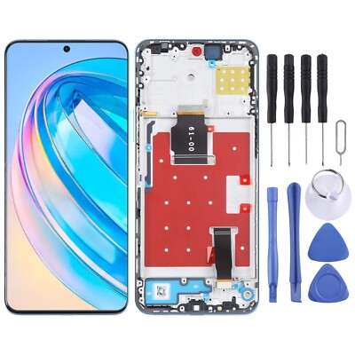 Original LCD Screen For Honor X8a Digitizer Full Assembly with Frame (Blue)