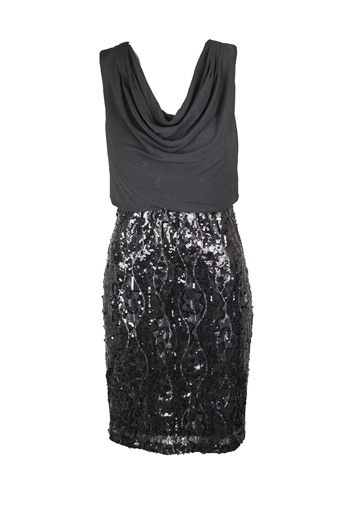calvin klein sequin cowl neck dress Calvin klein sequin cowl neck gown black ivory + FREE SHIPPING